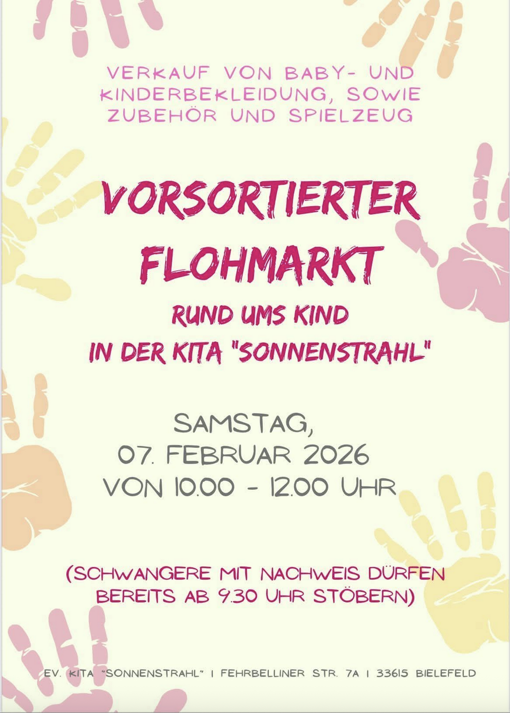 Ankündigung Flohmarkt Kita Sonnenstrahl